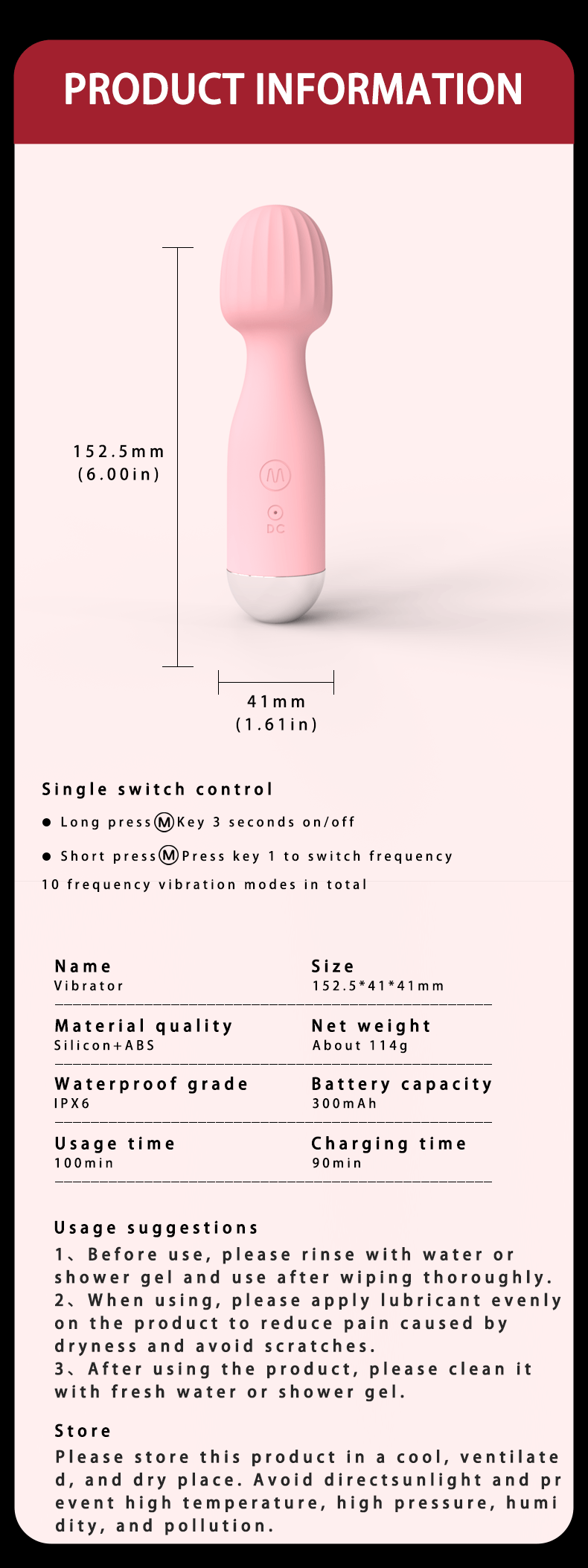 Slim Rechargeable Personal Massager with 10 Comfort Modes