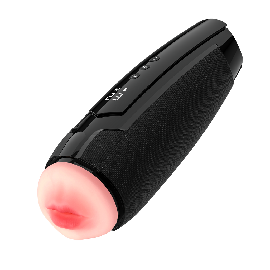 Blue Starry App-Controlled Vibrating Masturbator - Black/Oral