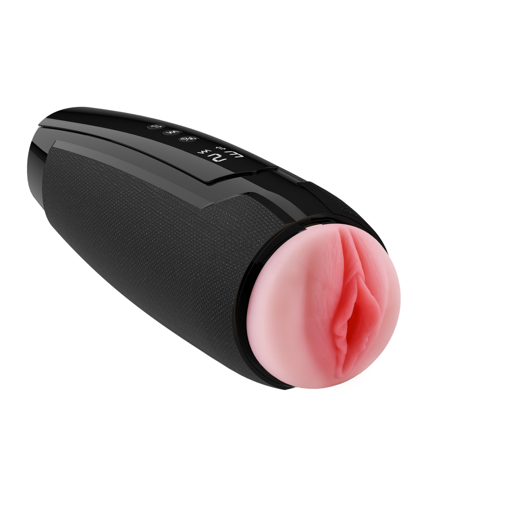 Blue Starry App-Controlled Vibrating Masturbator - Black/Oral