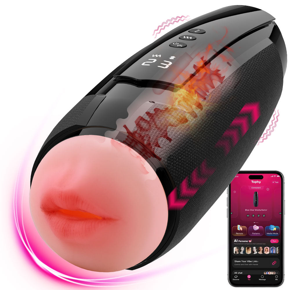 Blue Starry App-Controlled Vibrating Masturbator