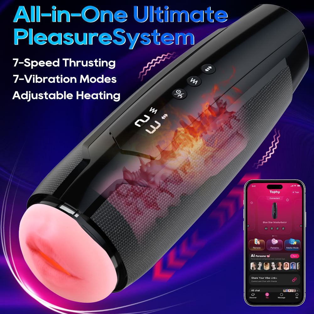 Blue Starry App-Controlled Vibrating Masturbator