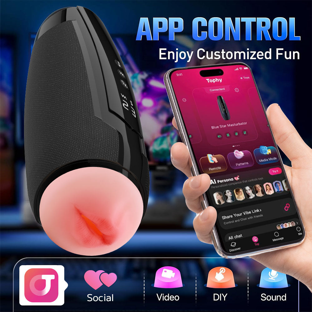 Blue Starry App-Controlled Vibrating Masturbator