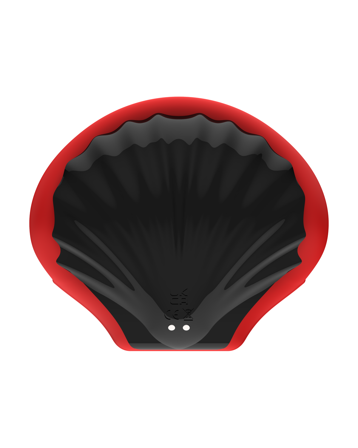 Shell-shaped male masturbator, open view showing the control buttons
