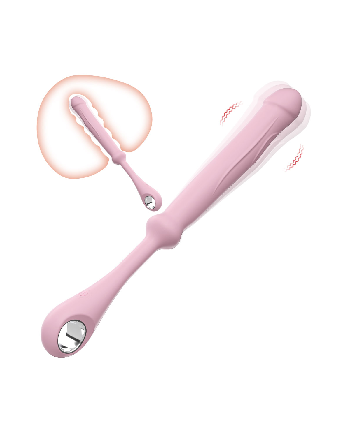 FlexBeads flexible vibrating beads massager, front view Pink