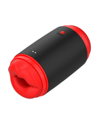 Finger-soft silicone male masturbator, angled view showing the lip-shaped entry