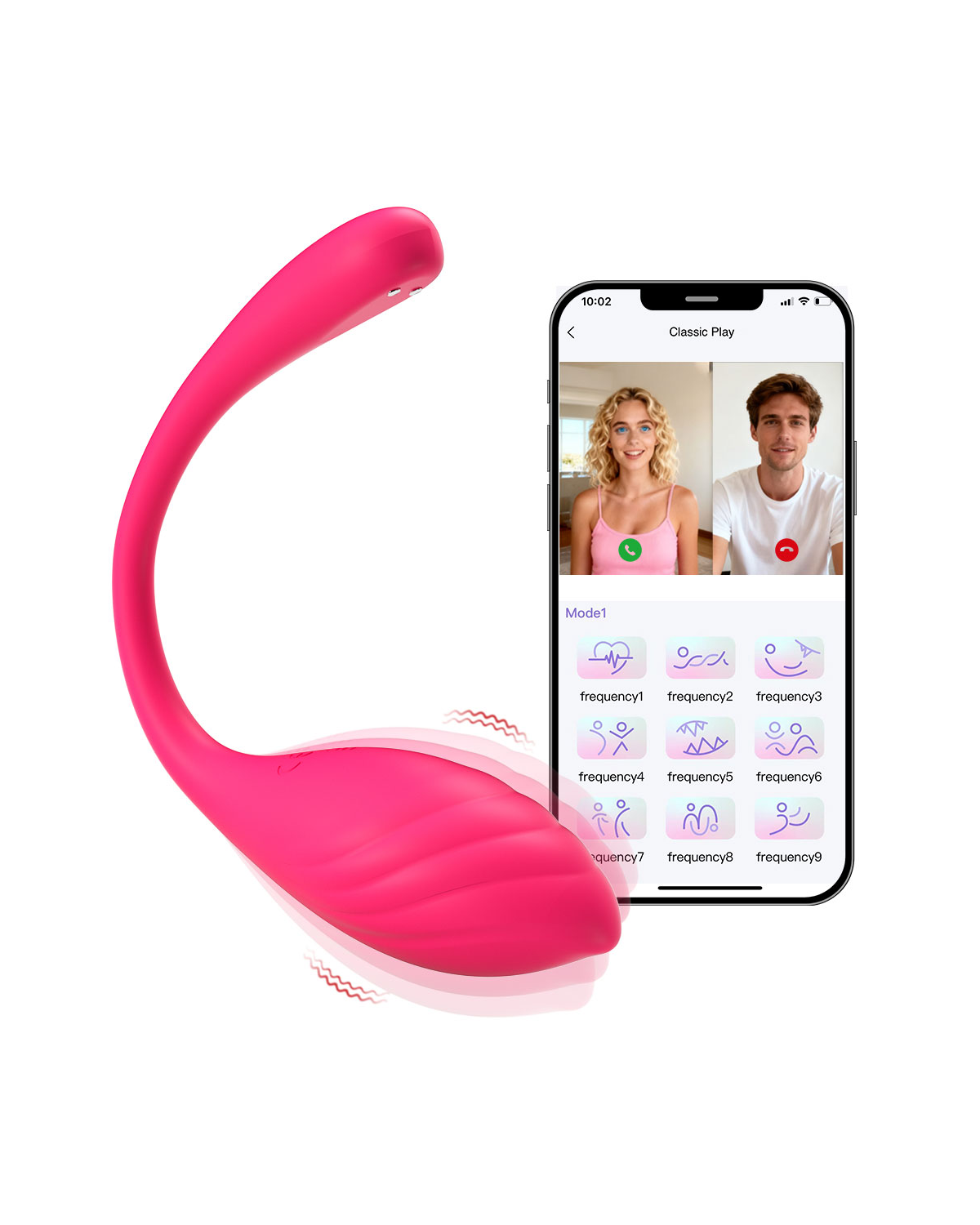 BlueWhale app remote silicone egg vibrator, front view Rose Pink