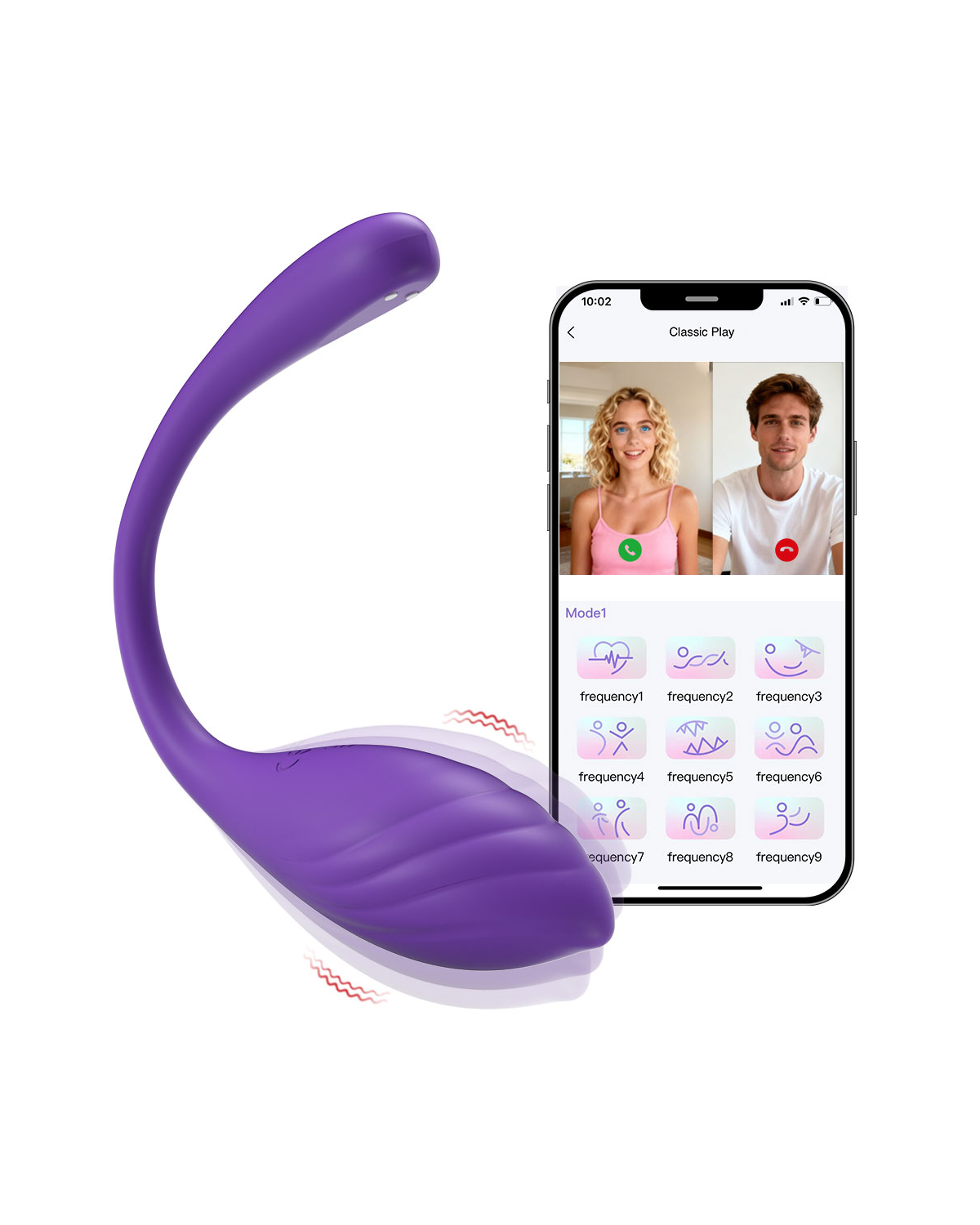 BlueWhale app remote silicone egg vibrator, alternate view 2 Purple