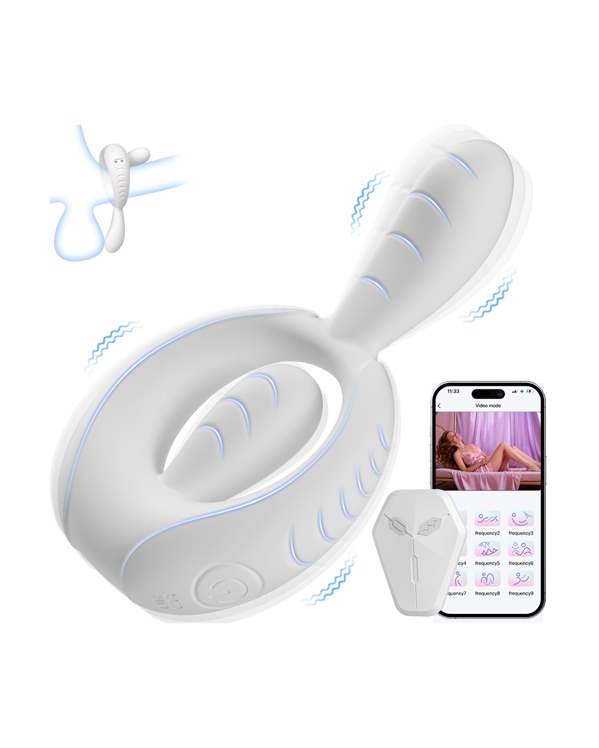 HaloLoop silicone vibrating ring with remote, front view