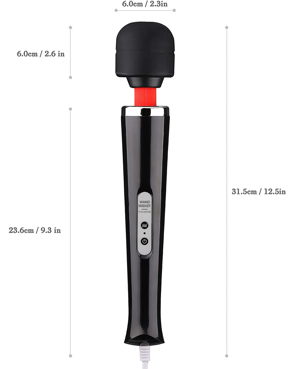UltraWand plug-in massage wand in Black, alternate view 5