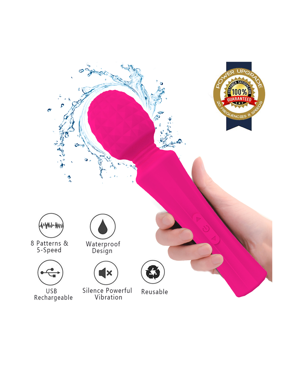 AriaGrip full silicone massager in Rose Pink, front view