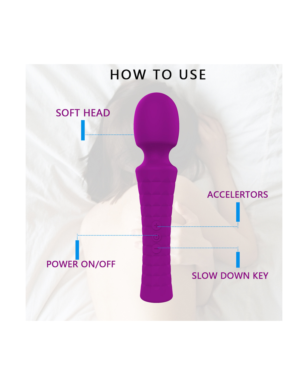 LunaGrip full silicone massager in Purple, alternate view 5