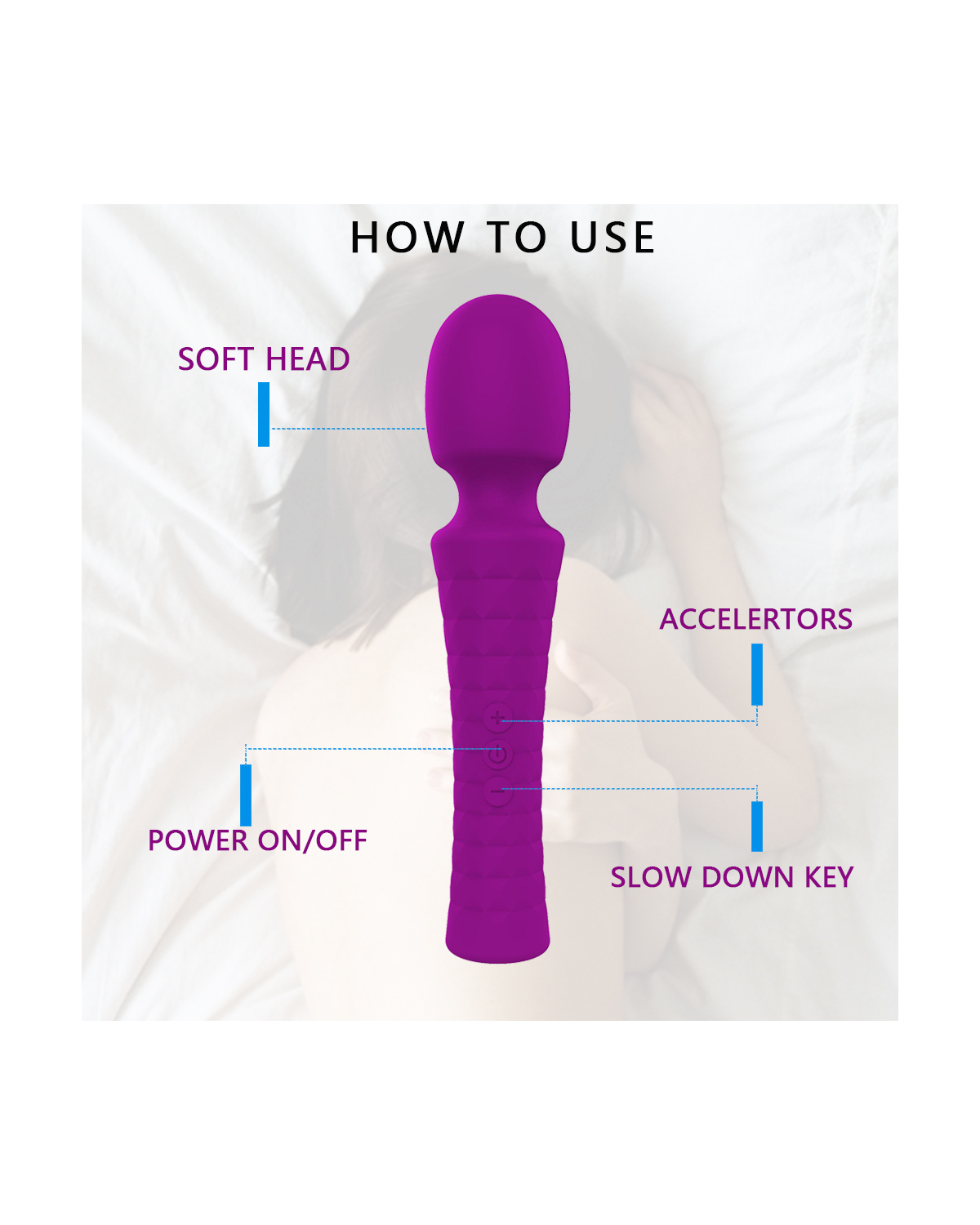 LunaGrip full silicone massager in Purple, alternate view 5