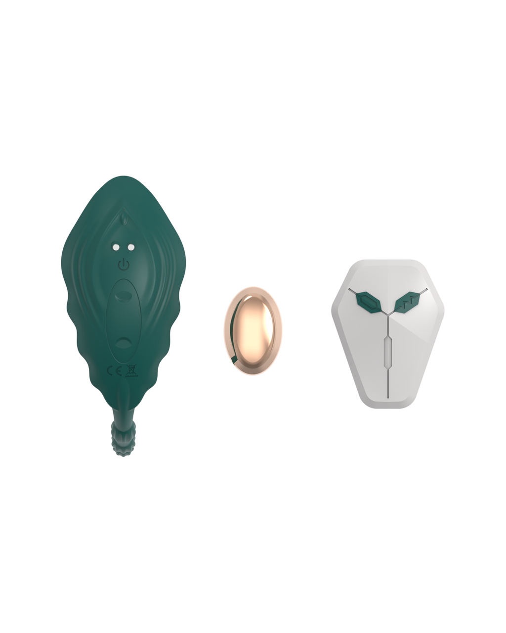 HoneyWear wearable couples vibrator, front view Green