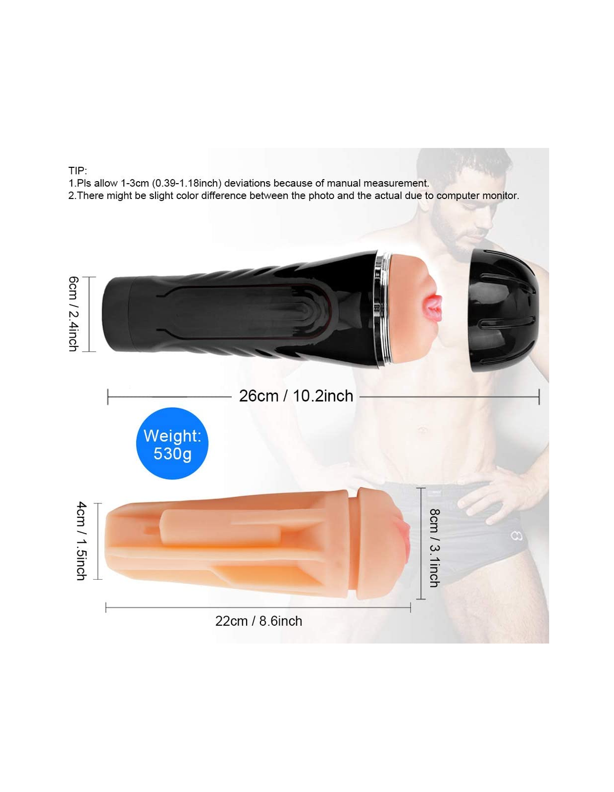 Ribbed-Grip male masturbator product detail image 1