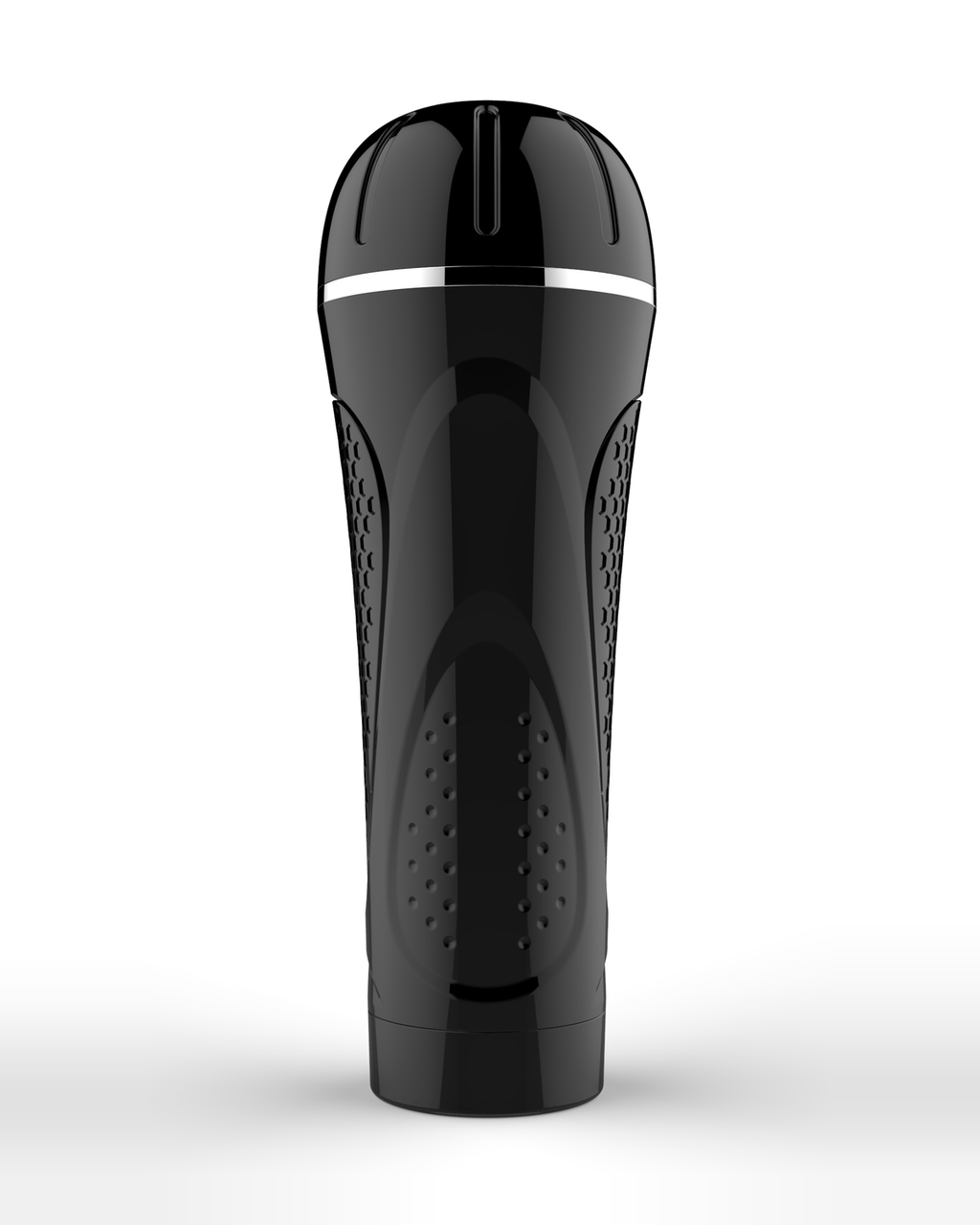 Honeycomb TPE manual male masturbator in black, alternate view 2