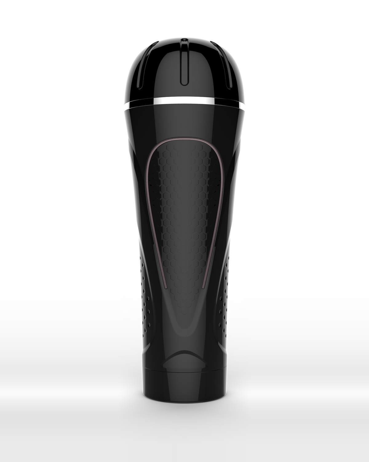 Honeycomb TPE manual male masturbator in black, alternate view 3