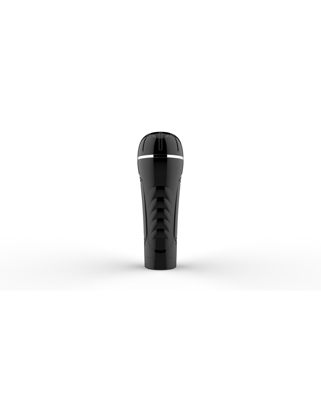 Ribbed-vibe black vibrating male masturbator, alternate view 2