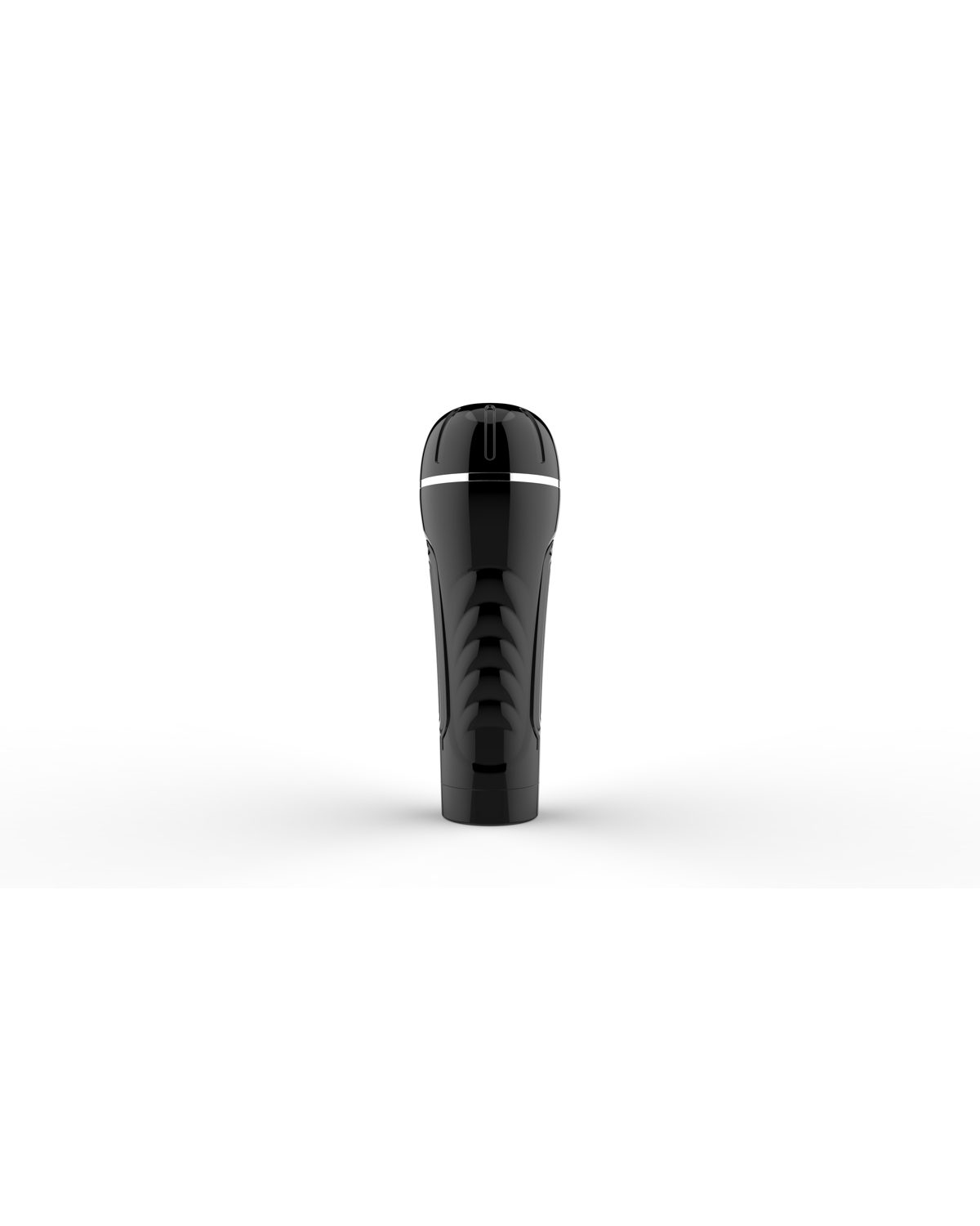 Ribbed-vibe black vibrating male masturbator, alternate view 2