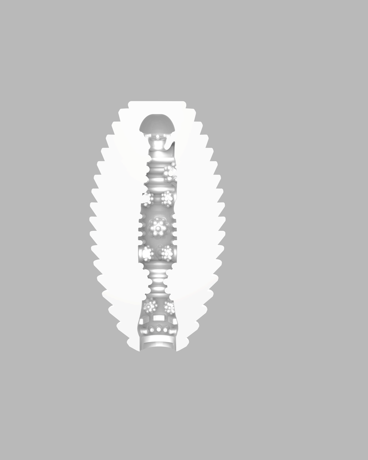 Spiral-warm clear heating male masturbator, front view
