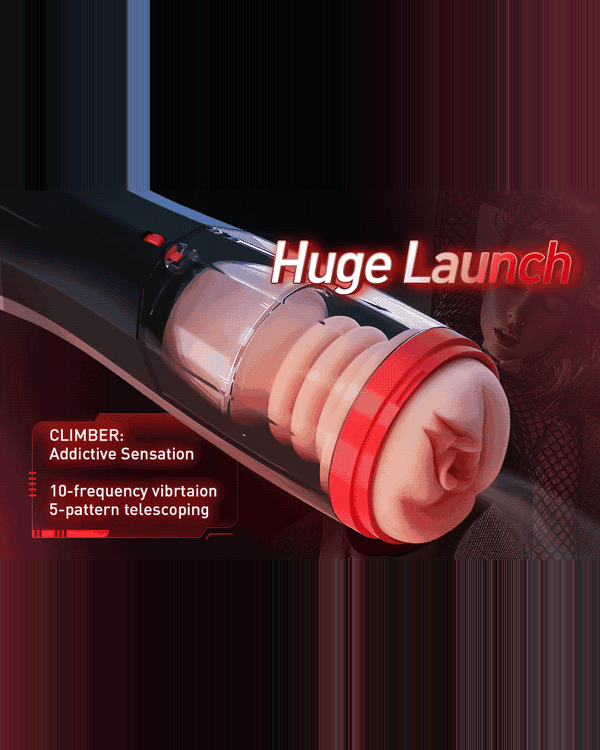 Titan Silicone 10-Mode Telescoping Vibration Male Masturbator, 30.5cm / 12.01in