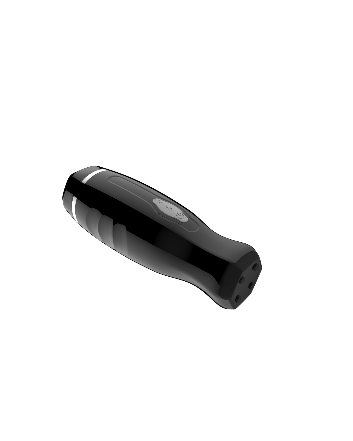 Pulse-stretch black telescopic male masturbator, alternate view 2