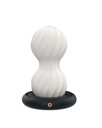 Bead-Warm white beaded male masturbator with warming base, alternate view 2