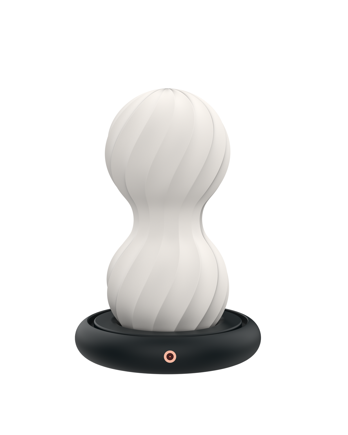 Bead-Warm white beaded male masturbator with warming base, alternate view 2