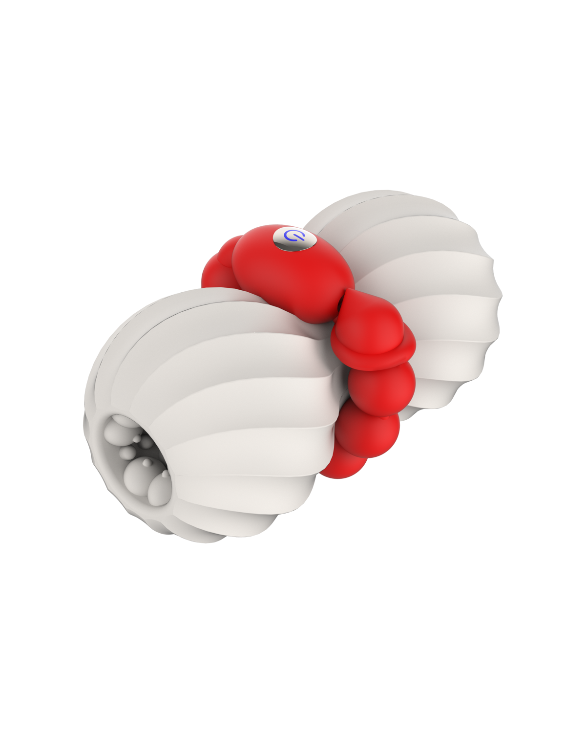 Bead-Warm white beaded male masturbator with warming base, alternate view 4