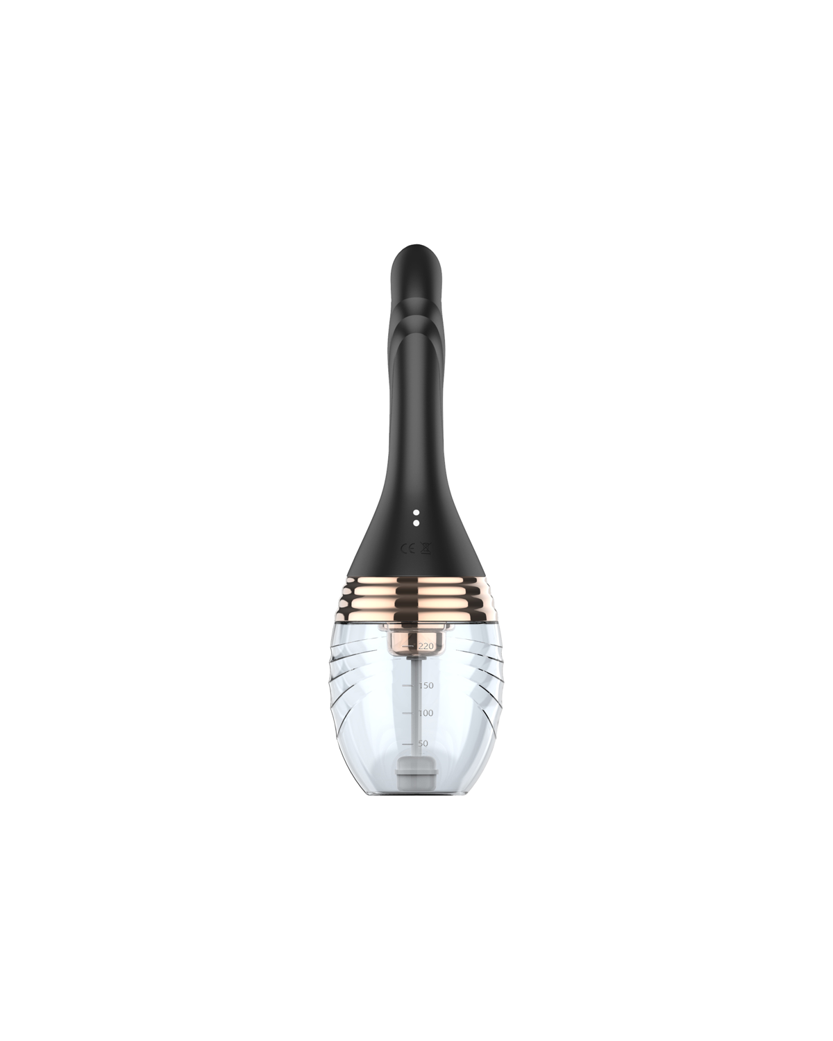 Black slim rechargeable electric douche cleanser with clear reservoir, alternate view 4