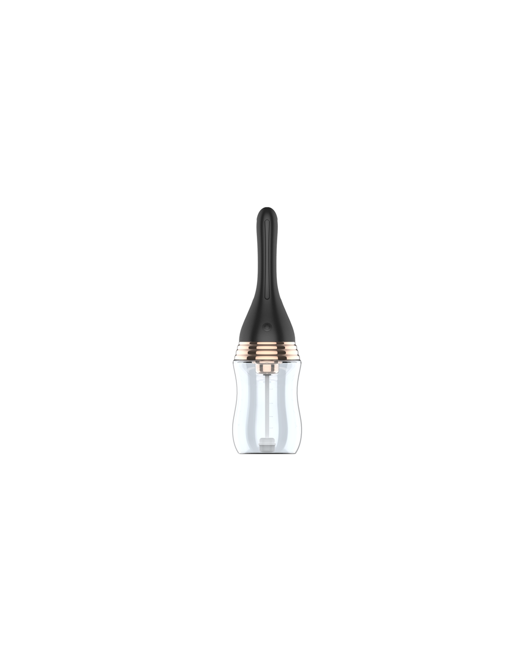 Black slim rechargeable electric douche cleanser 330 mL with clear reservoir, front view