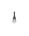 Black wide-body rechargeable electric douche cleanser with rounded reservoir, front view