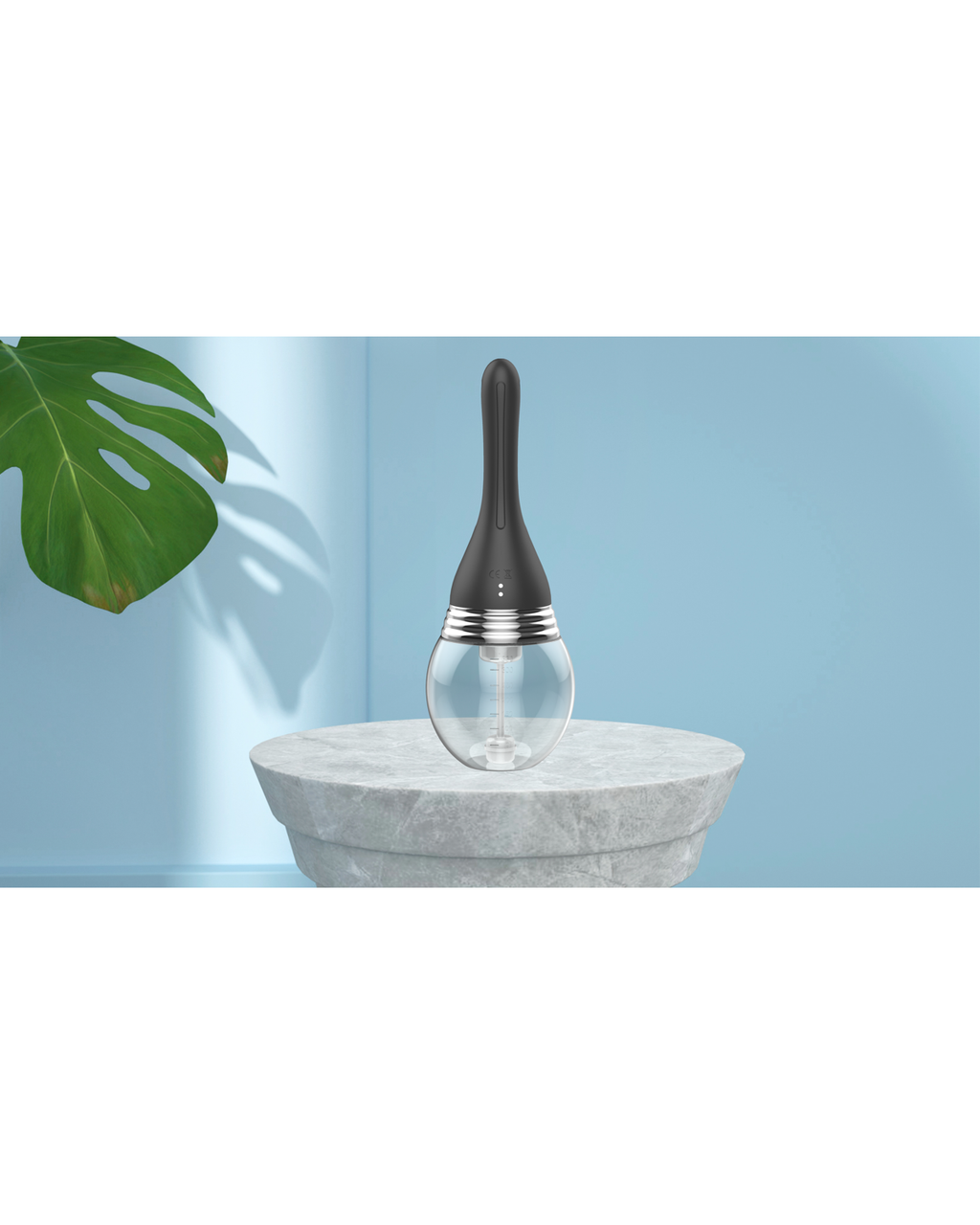 Black wide-body rechargeable electric douche cleanser with rounded reservoir, alternate view 4