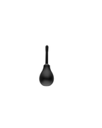 Black anti-reflux straight-nozzle silicone douche bottle, front view