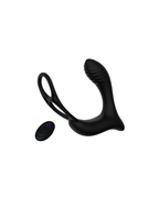 Four-Series black wearable silicone prostate massager, front view