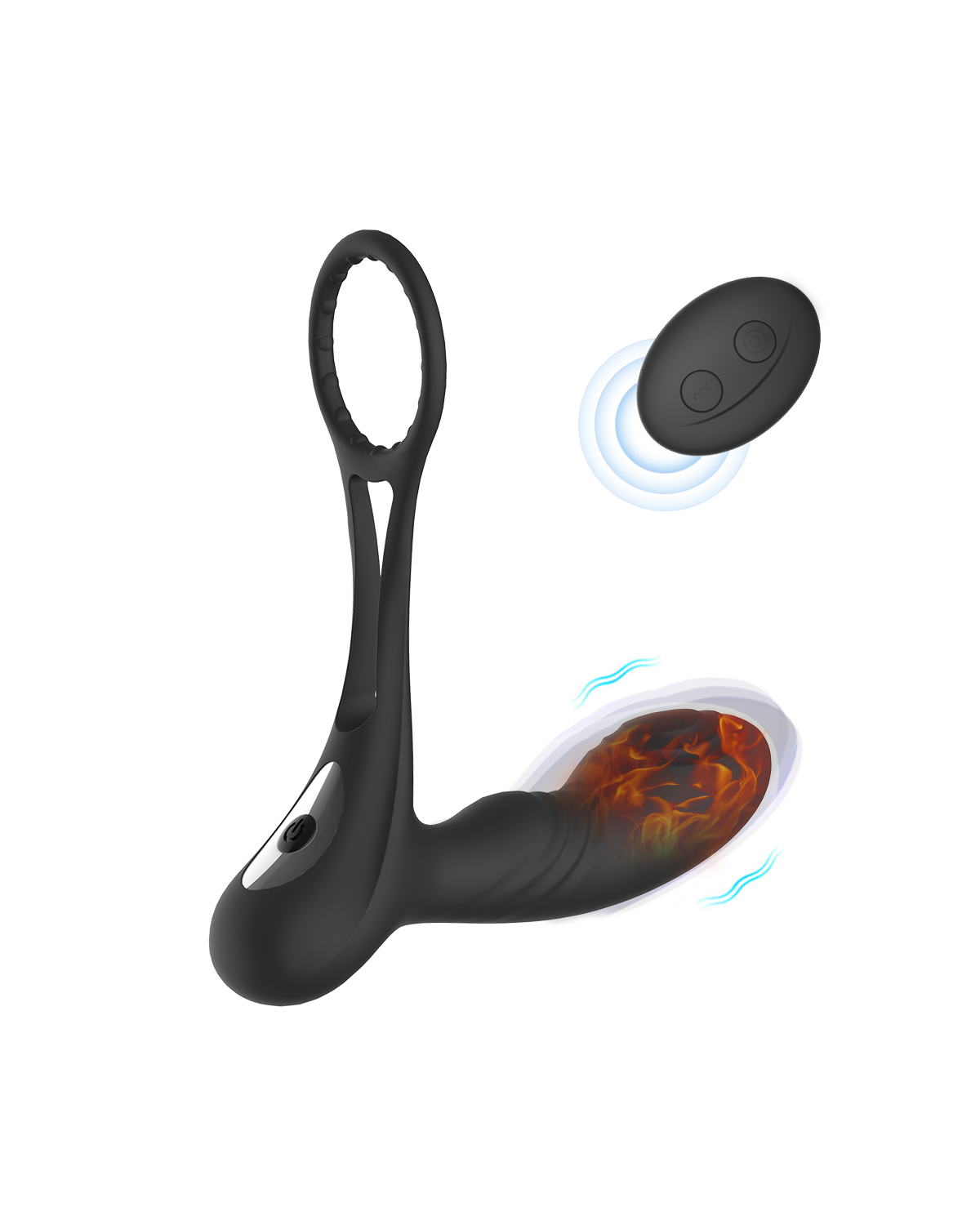 Dual-Heat black heating prostate massager, front view