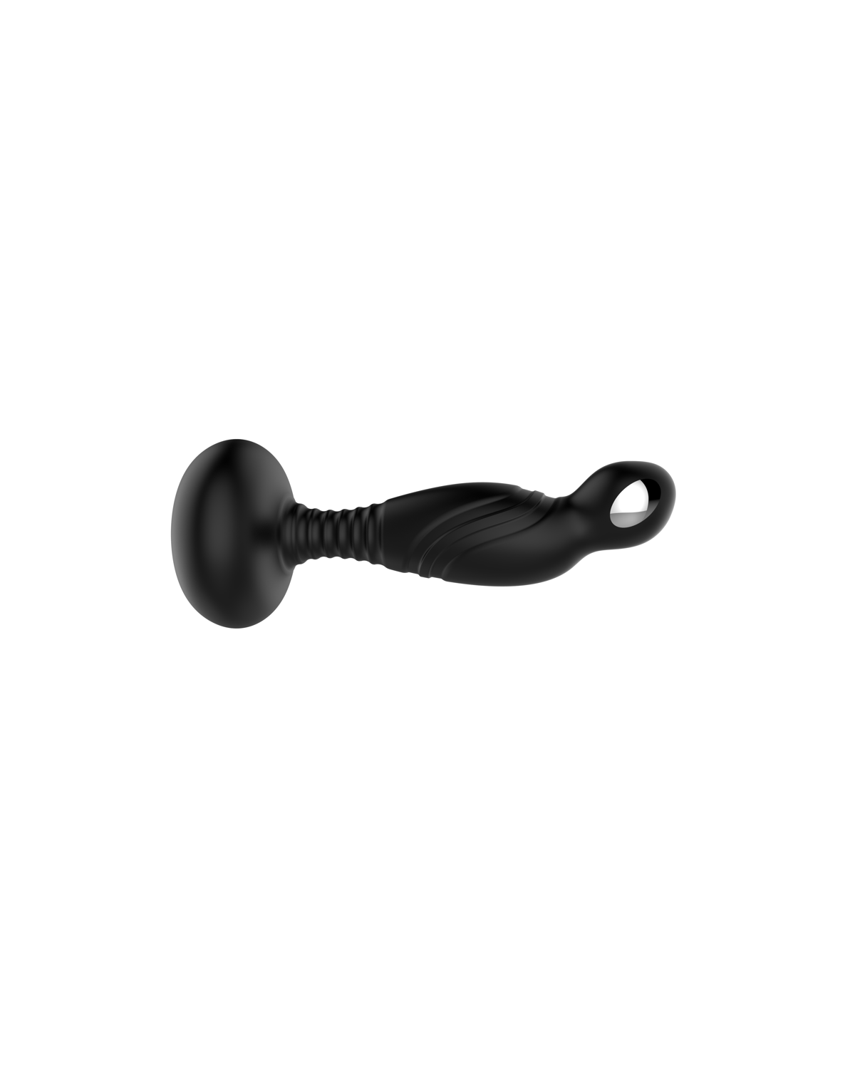 PulseGrip e-stim silicone butt plug with remote, front view Black