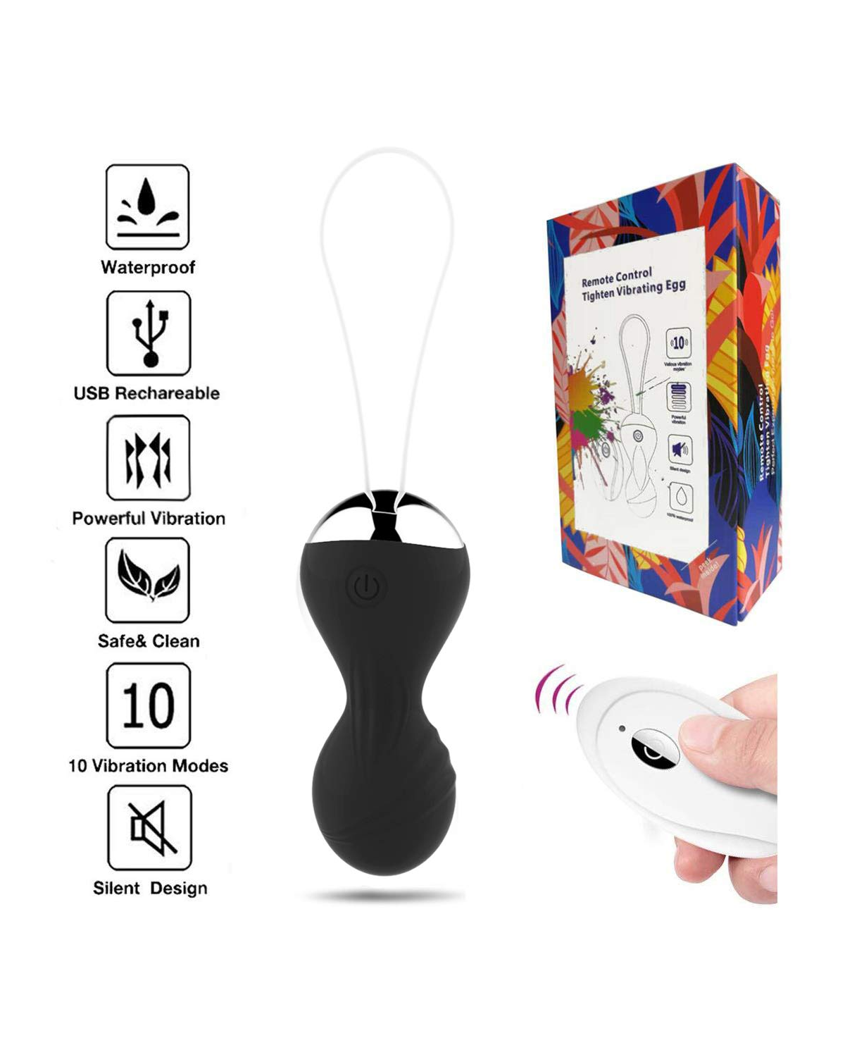 Sophie remote control silicone kegel egg, alternate view 2 Black
