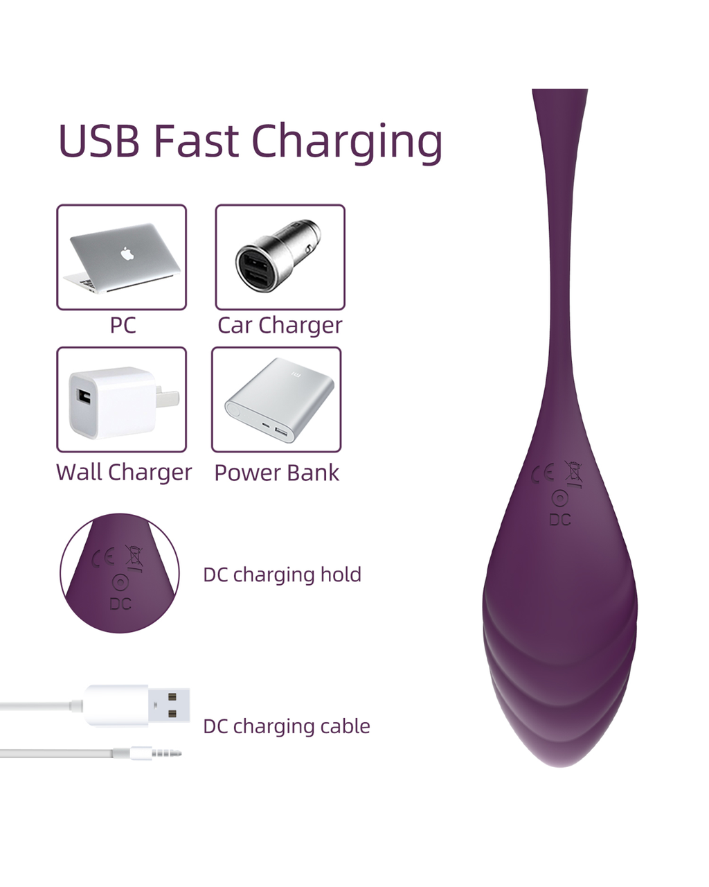 PulseEgg app-controlled egg vibrator in Purple, alternate view 4
