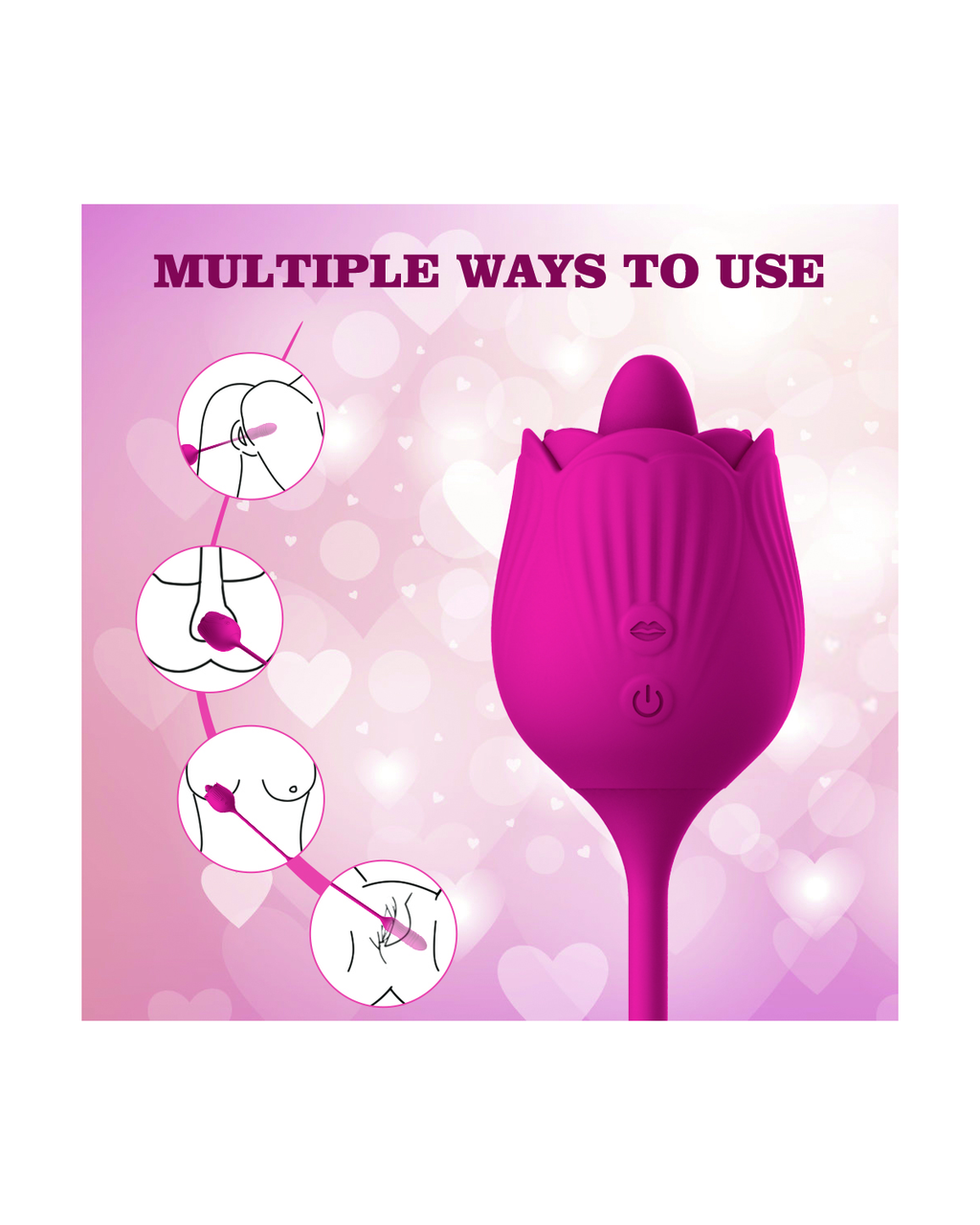 RoseTongue telescoping vibrator in Purple, alternate view 3