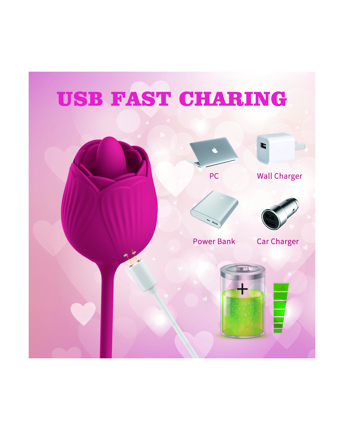 RoseTongue telescoping vibrator in Purple, alternate view 4