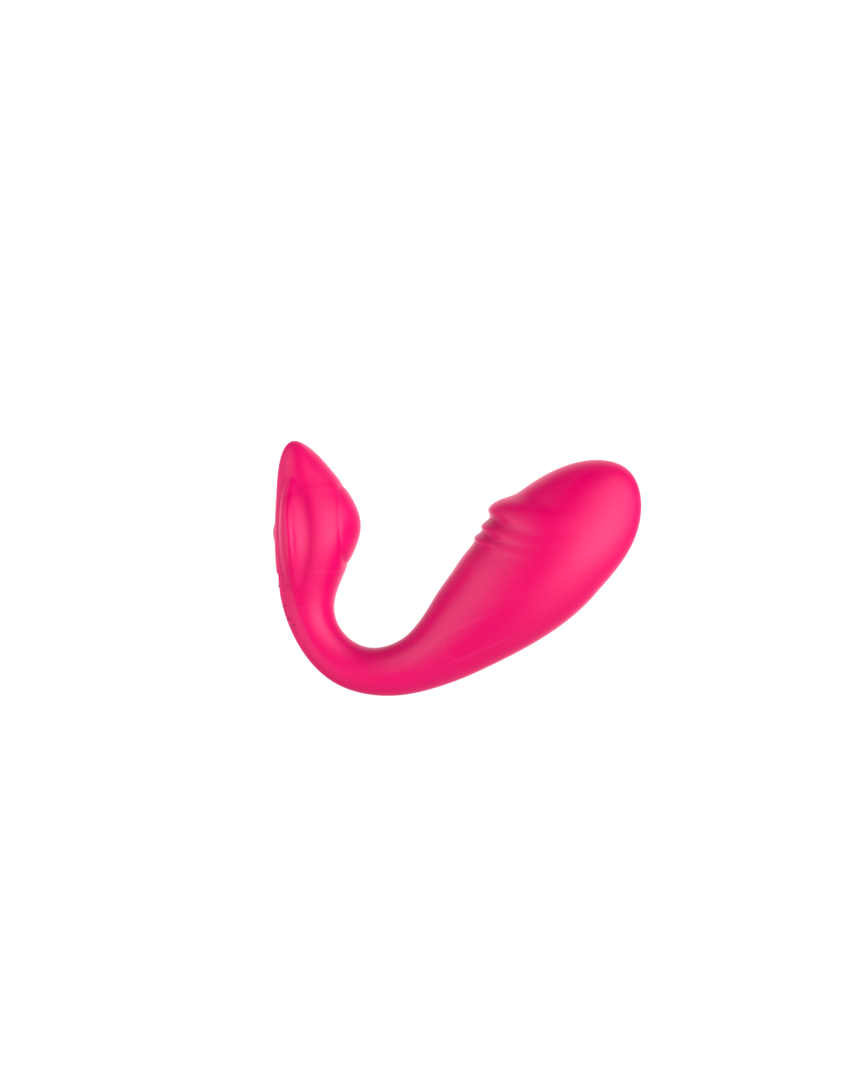 SwanNeck curved wearable silicone vibrator, front view Rose Pink