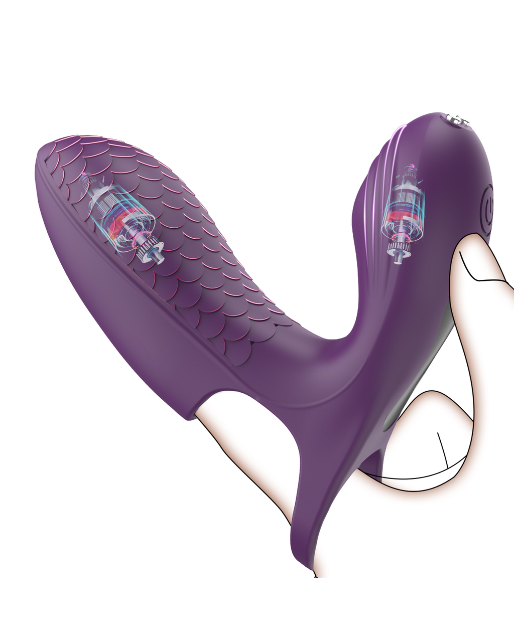 ScaleGlove wearable silicone vibrator, front view Purple