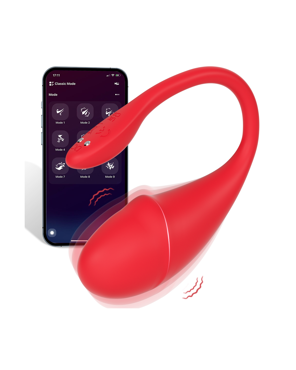 DolphinEgg app-controlled egg vibrator in Red, front view