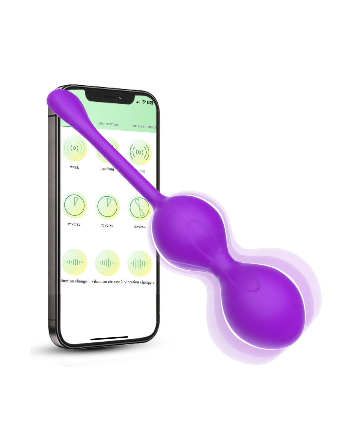 RippleCore silicone Kegel ball, alternate view 2 Purple