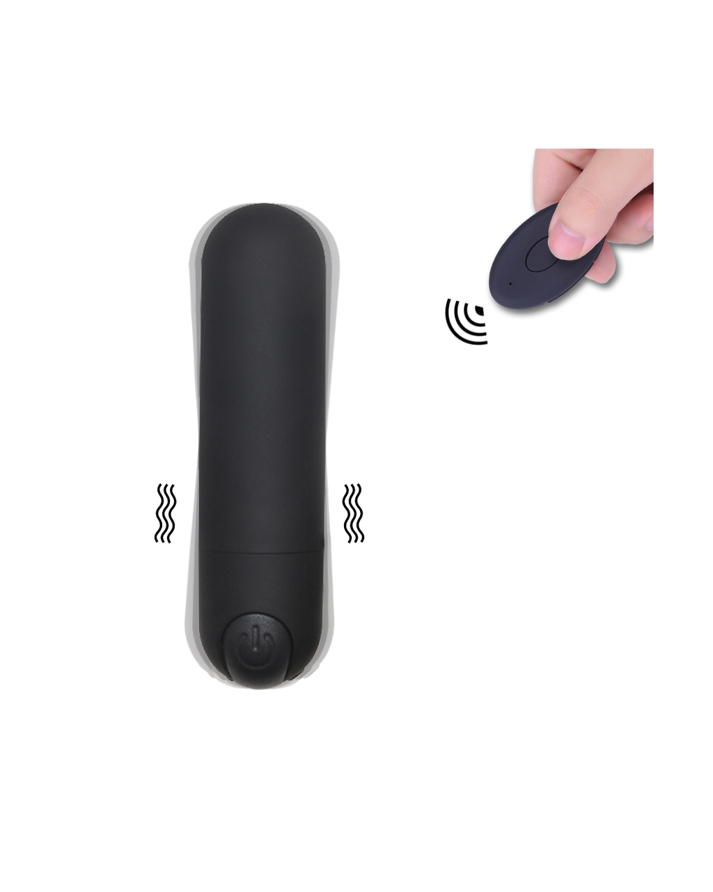 RemoteBullet black remote-control bullet vibrator, front view