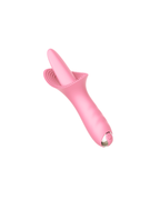 SilkTongue silicone vibrator, front view Pink