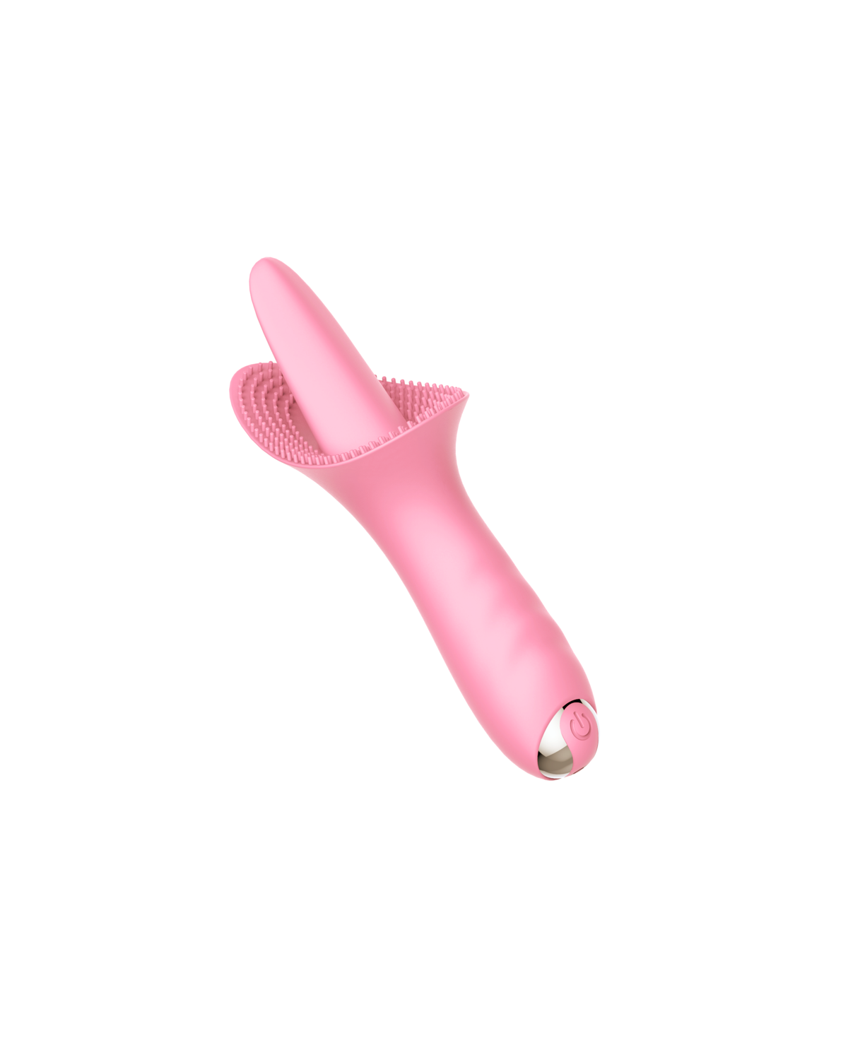 SilkTongue silicone vibrator, front view Pink