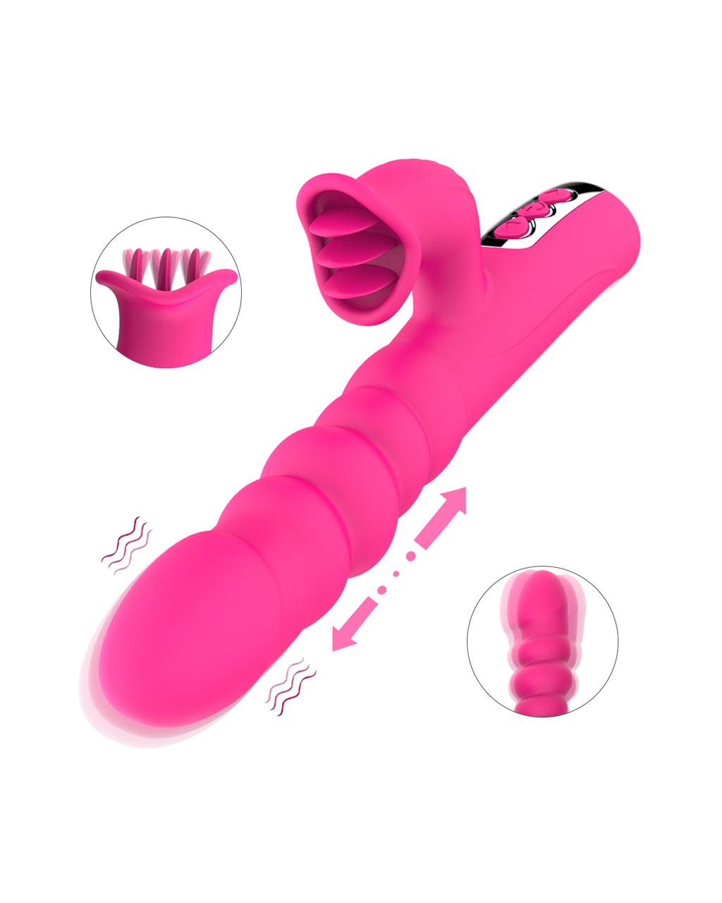 Lingo telescoping vibrator, front view Rose Pink