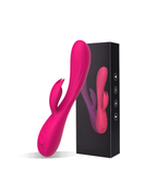 VelvetHop dual motor rabbit vibrator in Rose Pink, front view