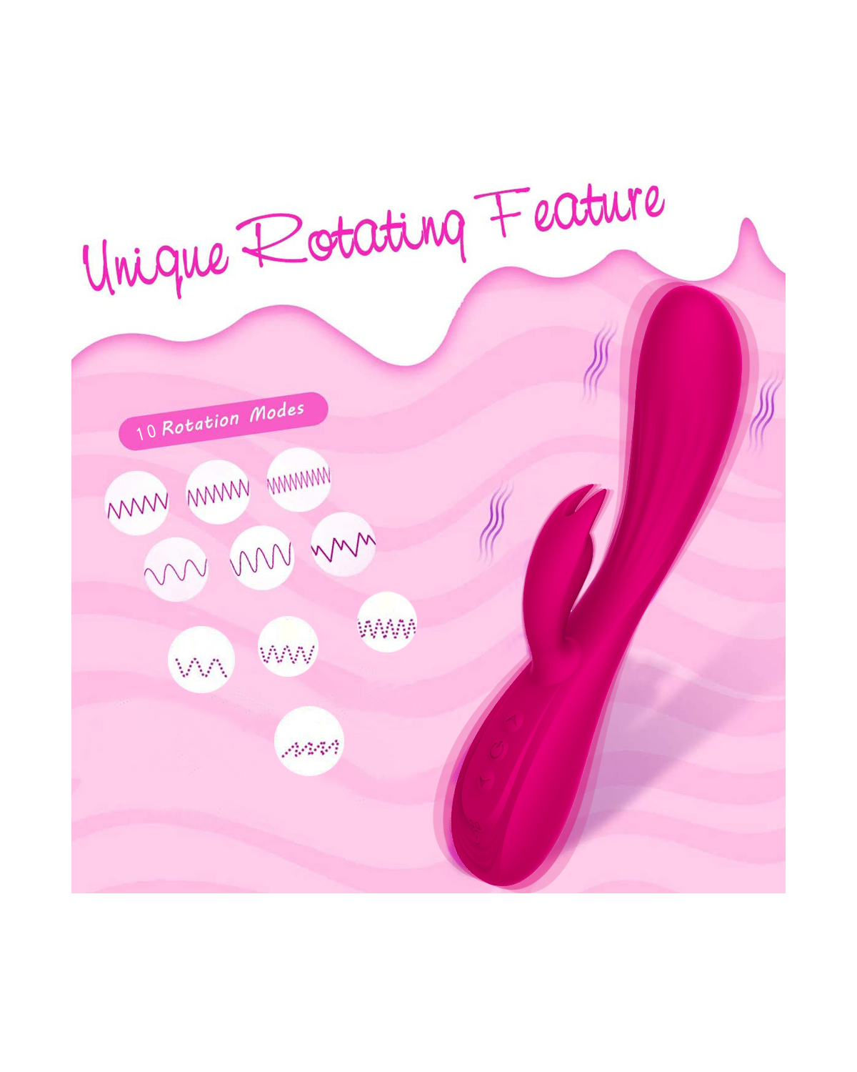 VelvetHop dual motor rabbit vibrator in Rose Pink, alternate view 3